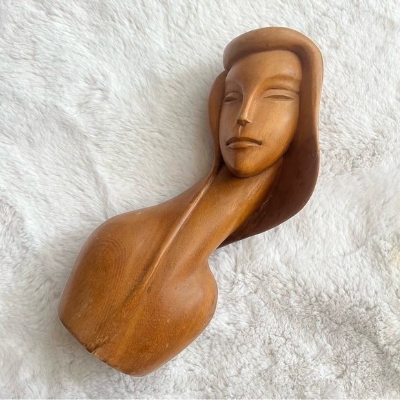 MCM Vintage Wooden Woman Sculpture - Picture 2 of 12